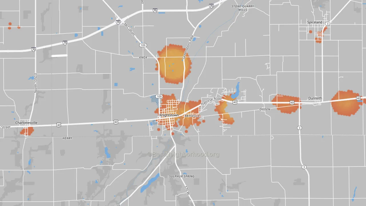Bike Grade map of Knightstown, IN