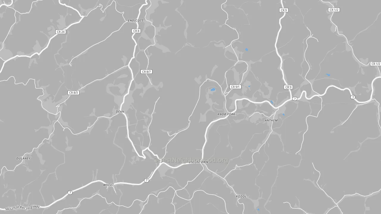 Bike Grade map of Knob Fork, WV