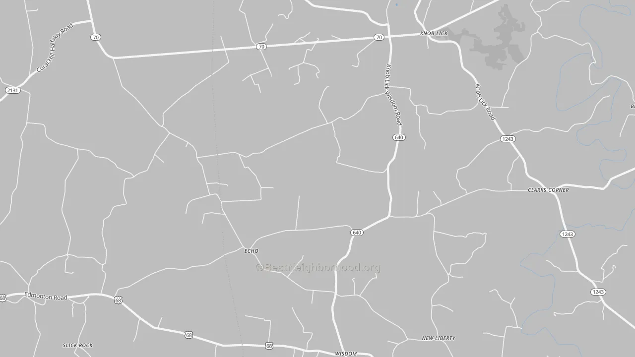 Bike Grade map of Knob Lick, KY
