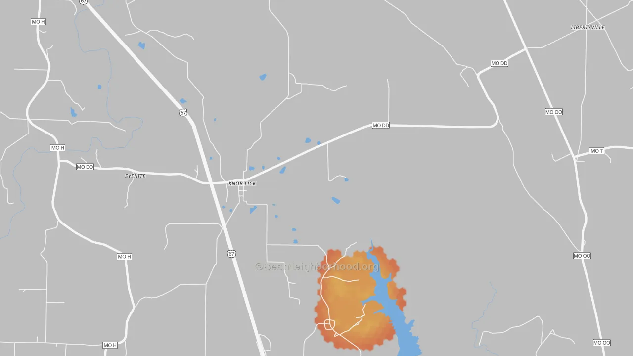 Bike Grade map of Knob Lick, MO