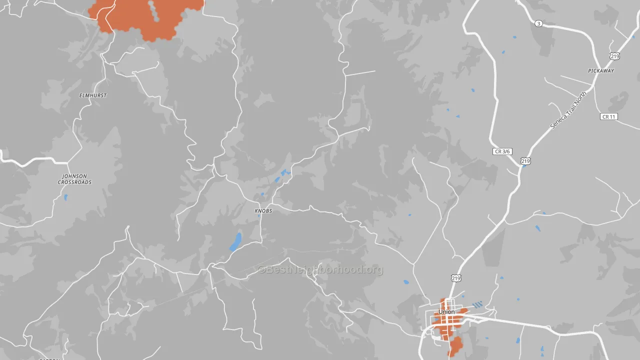 Bike Grade map of Knobs, WV
