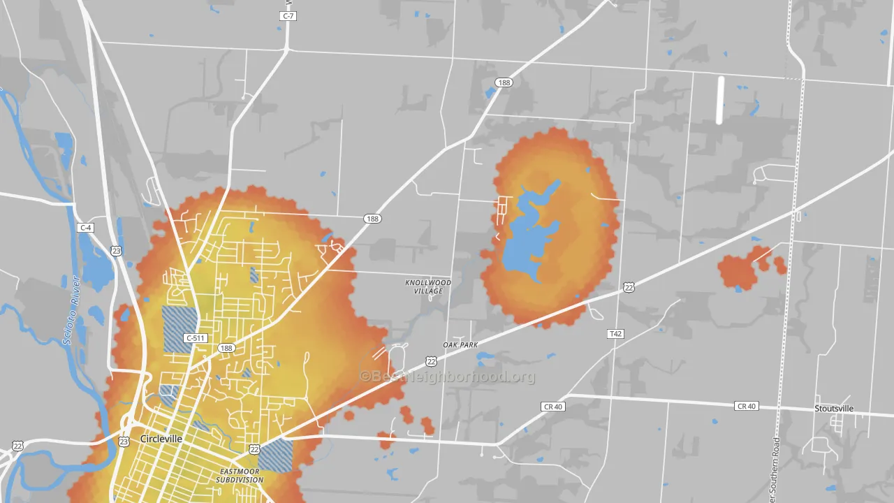 Bike Grade map of Knollwood Village, OH