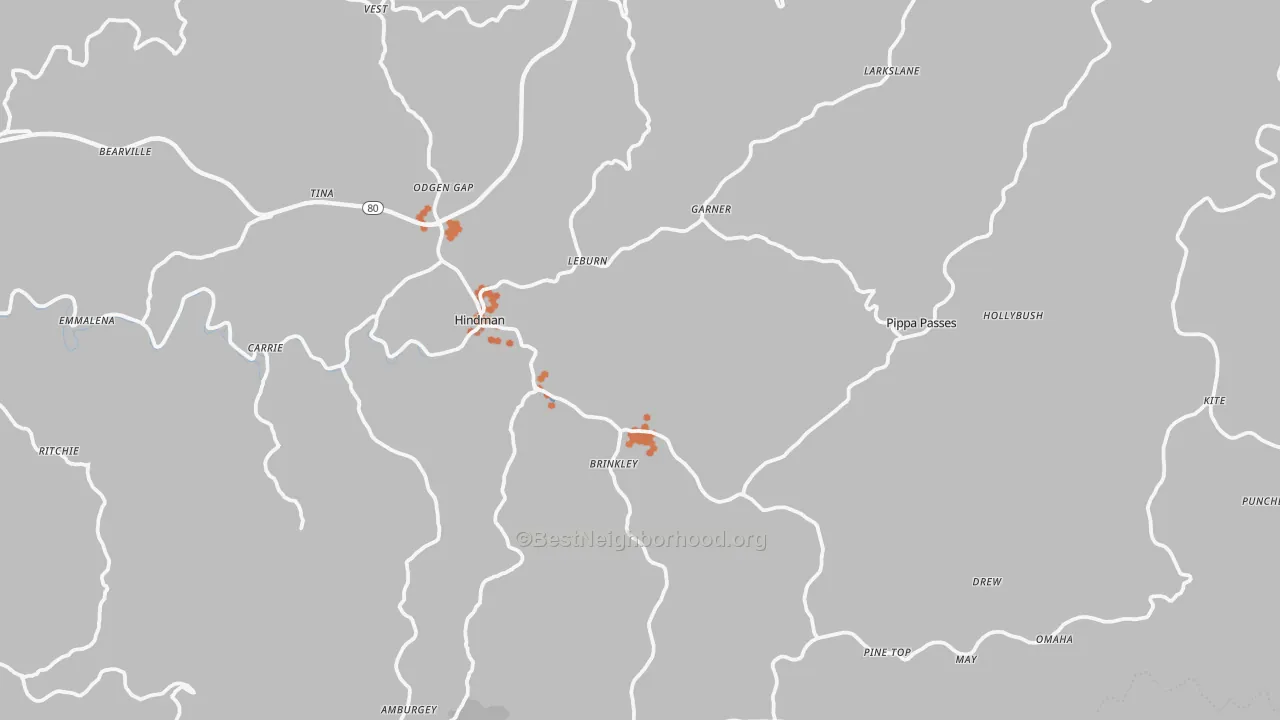 Bike Grade map of Knott County, KY