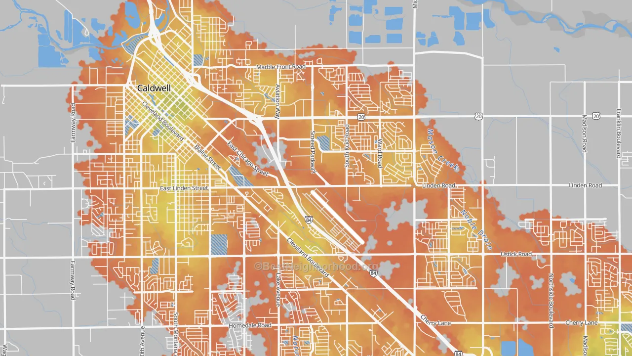 Bike Grade map of Knowlton Heights, ID