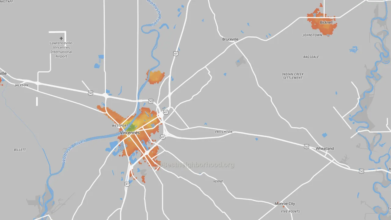 Bike Grade map of Knox County, IN