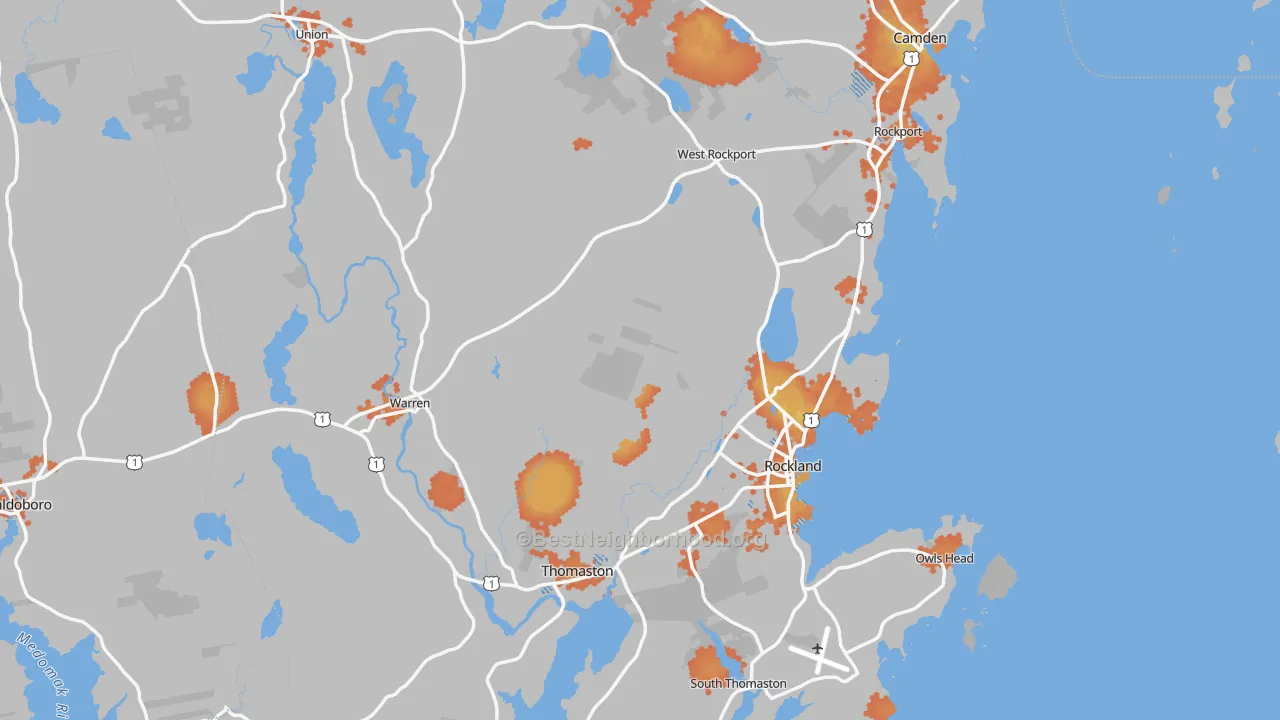 Bike Grade map of Knox County, ME