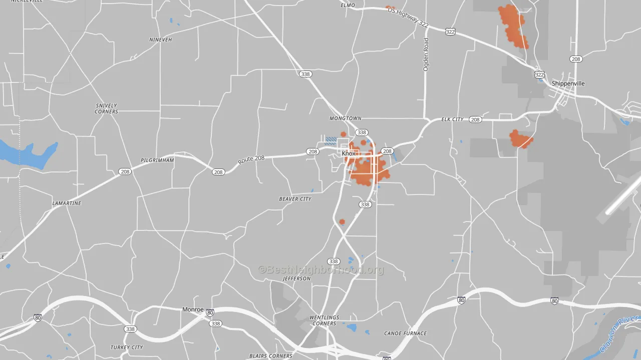 Bike Grade map of Knox, PA