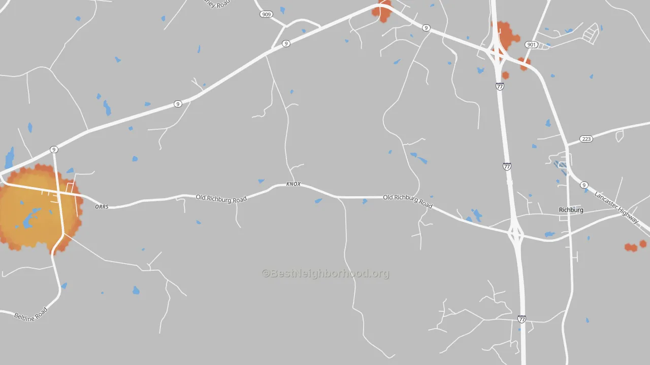 Bike Grade map of Knox, SC