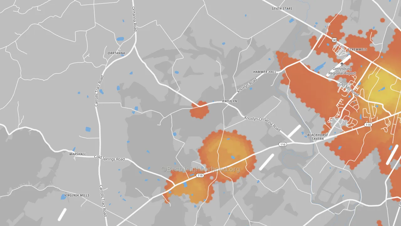 Bike Grade map of Knoxlyn, PA