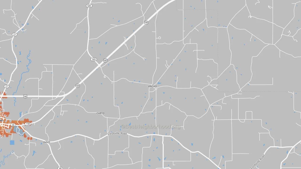Bike Grade map of Knoxo, MS