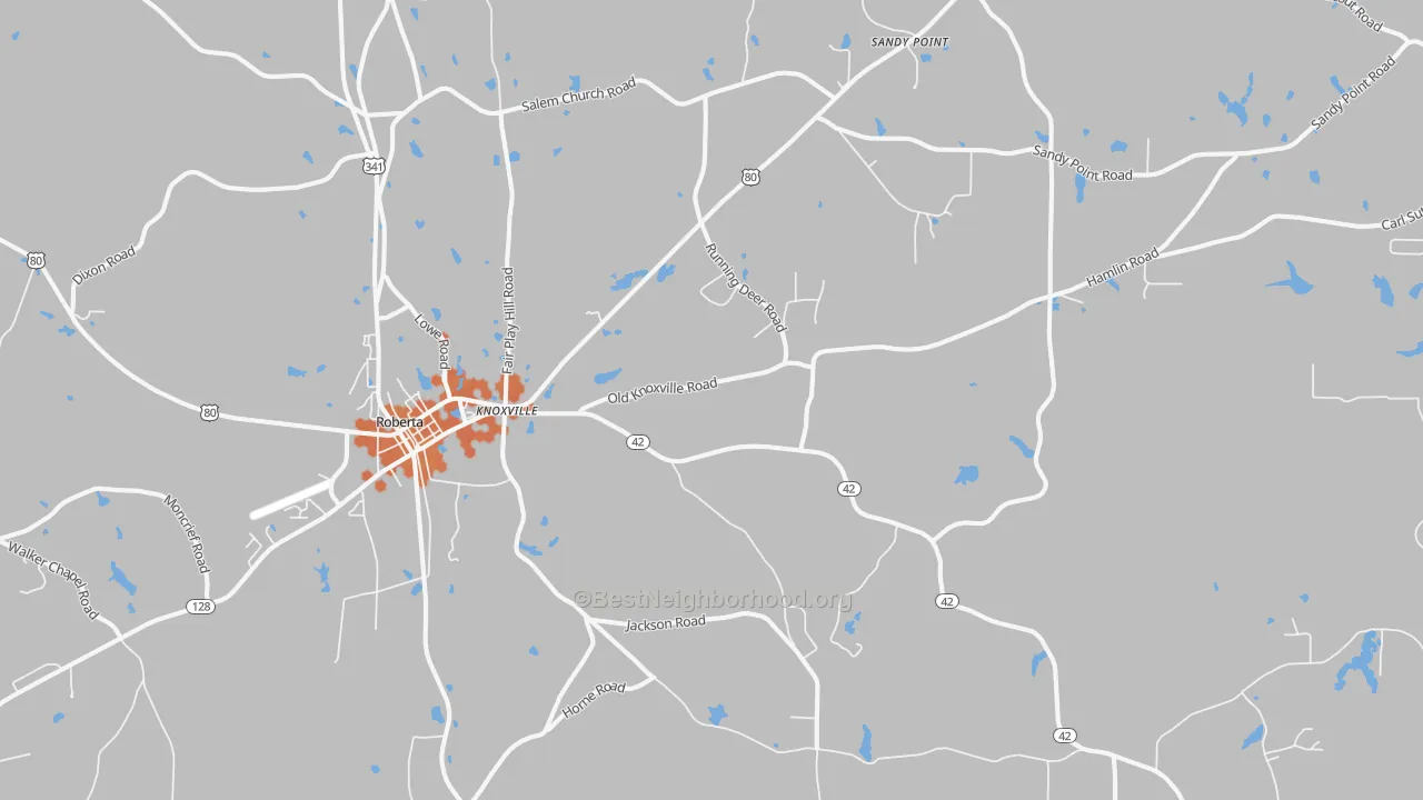Bike Grade map of Knoxville, GA