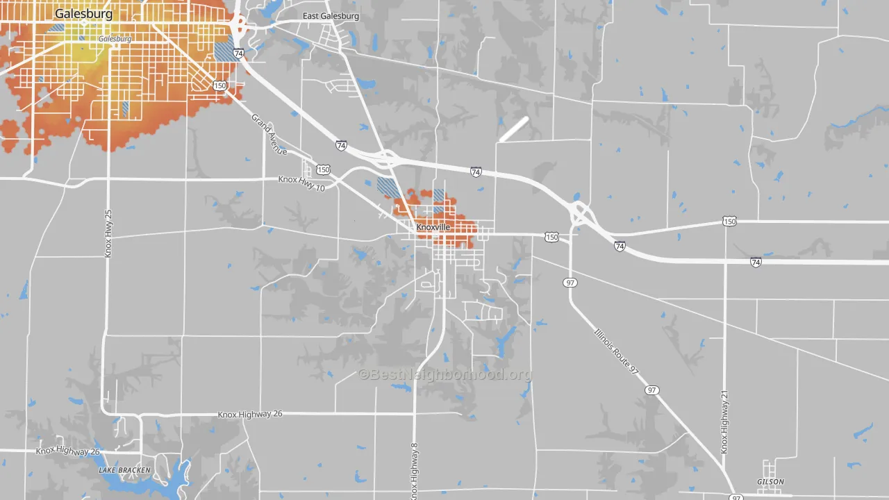 Bike Grade map of Knoxville, IL