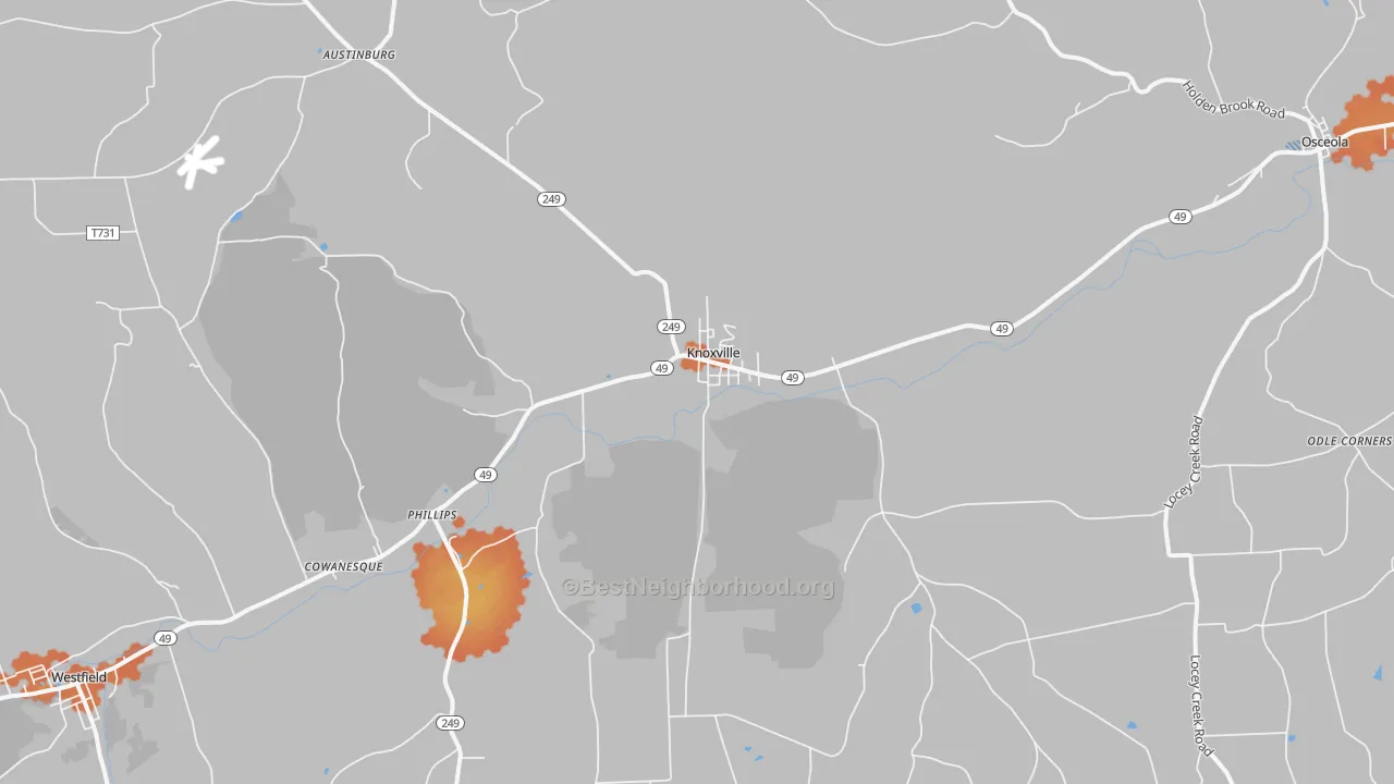 Bike Grade map of Knoxville, PA