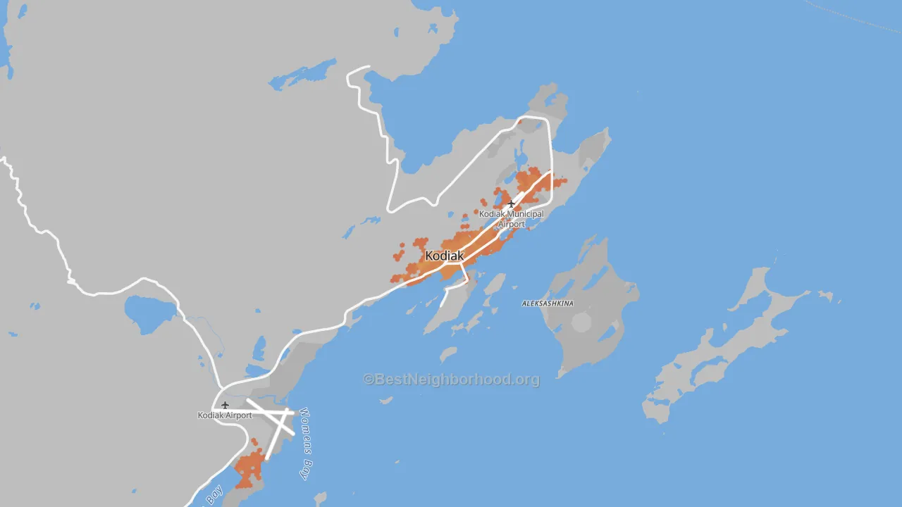 Bike Grade map of Kodiak, AK