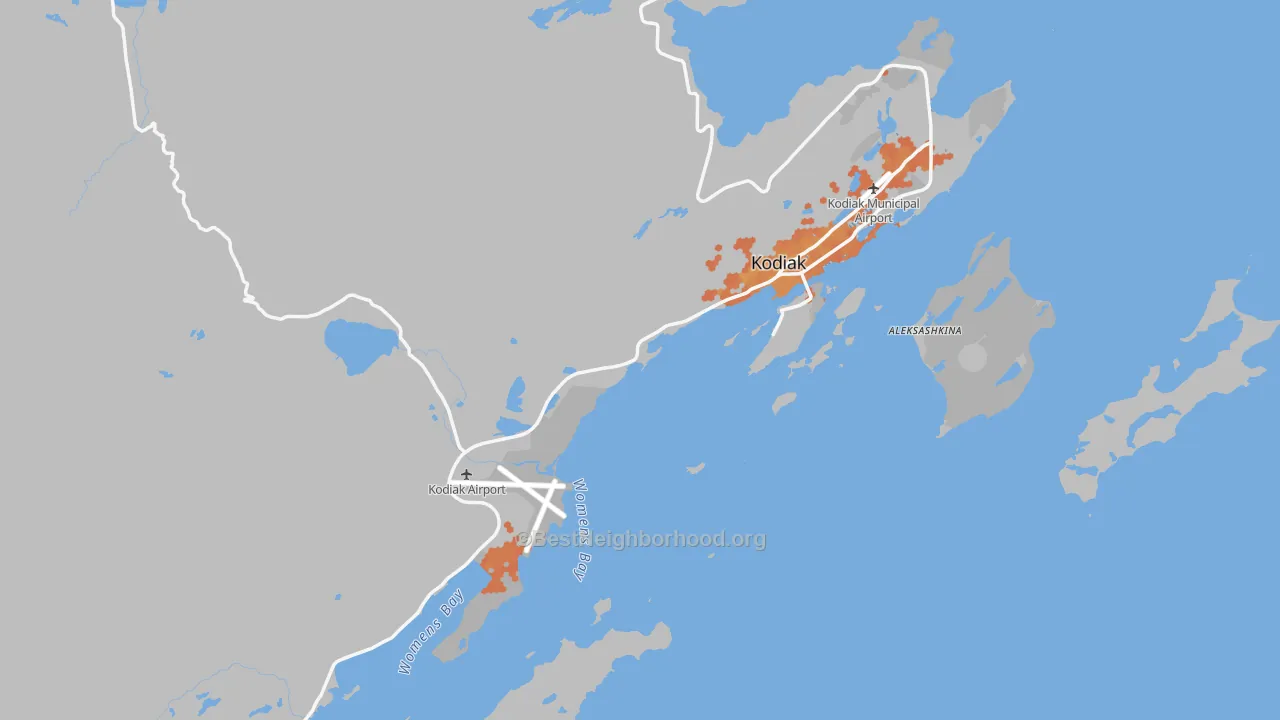 Bike Grade map of Kodiak Island Borough, AK