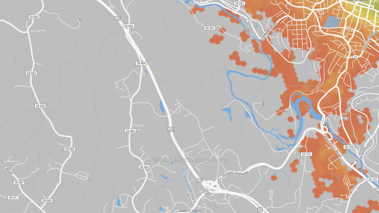Bike Grade map of Koehler, VA