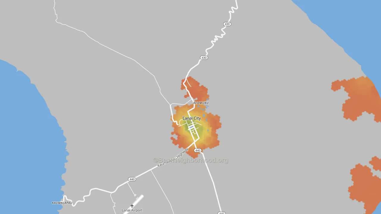 Bike Grade map of Koele, HI