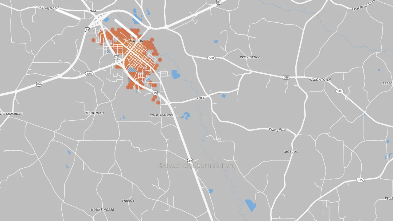 Bike Grade map of Kola, MS