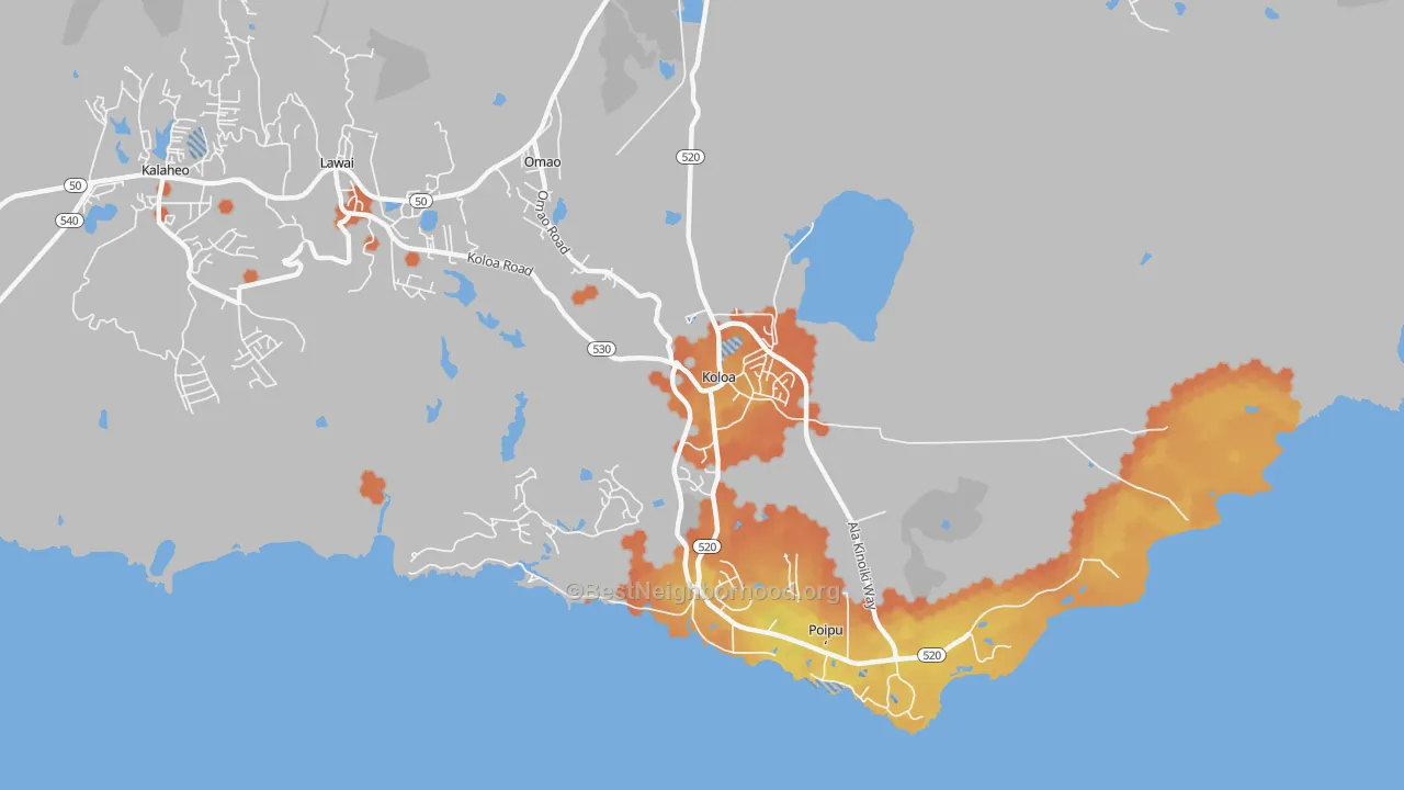 Bike Grade map of Koloa, HI