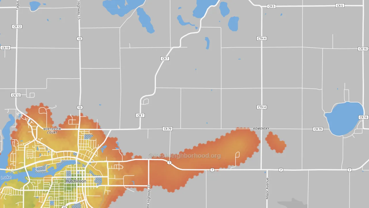 Bike Grade map of Komensky, MN