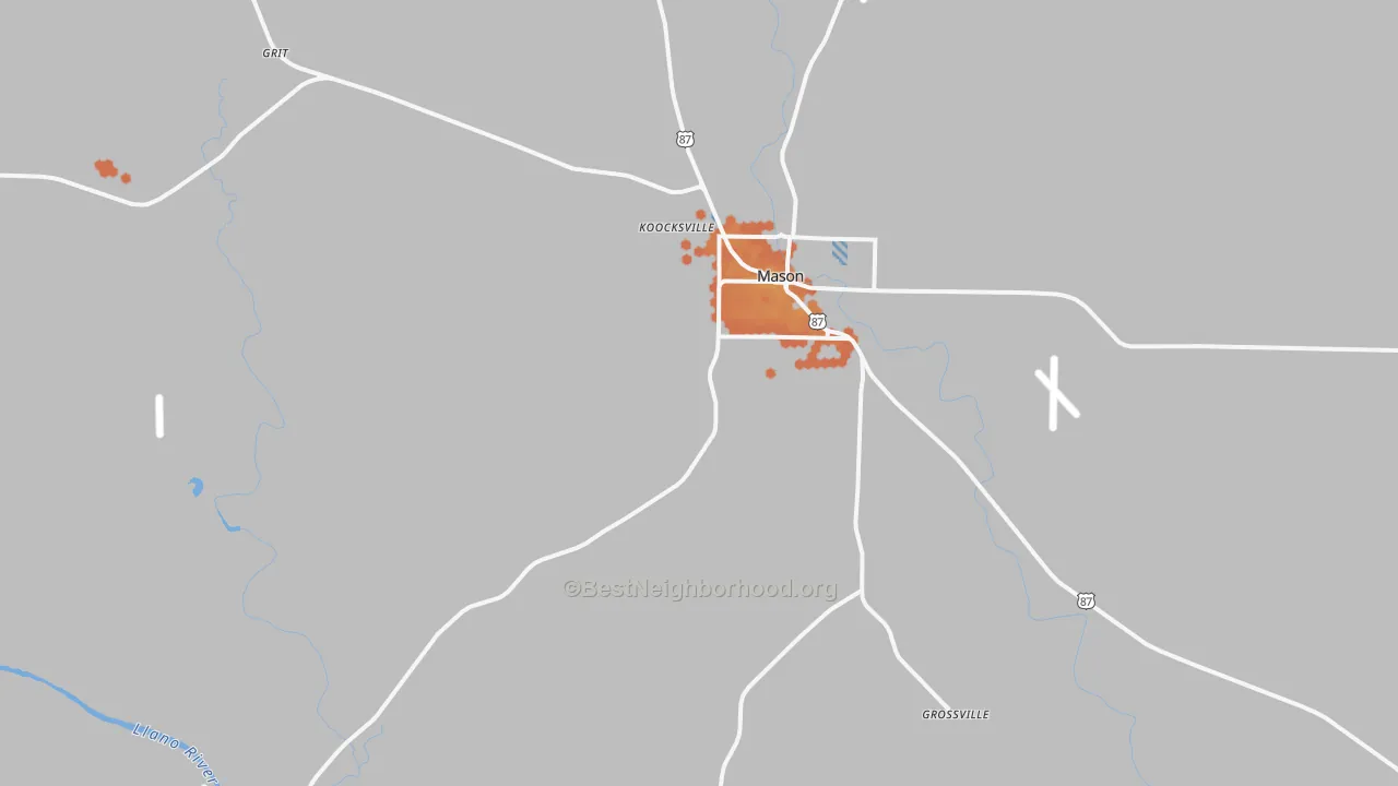 Bike Grade map of Koockville, TX