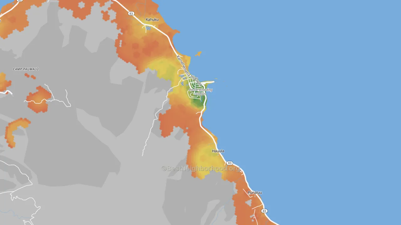 Bike Grade map of Koolauloa, Laie, HI