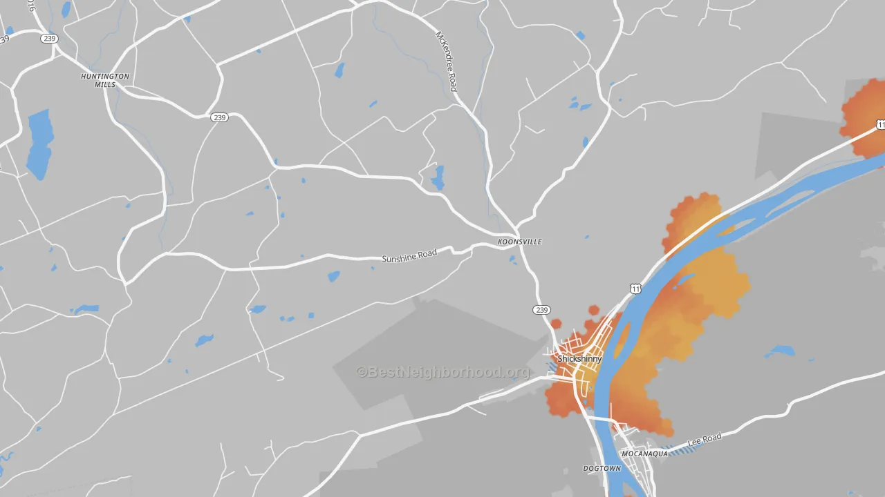 Bike Grade map of Koonsville, PA
