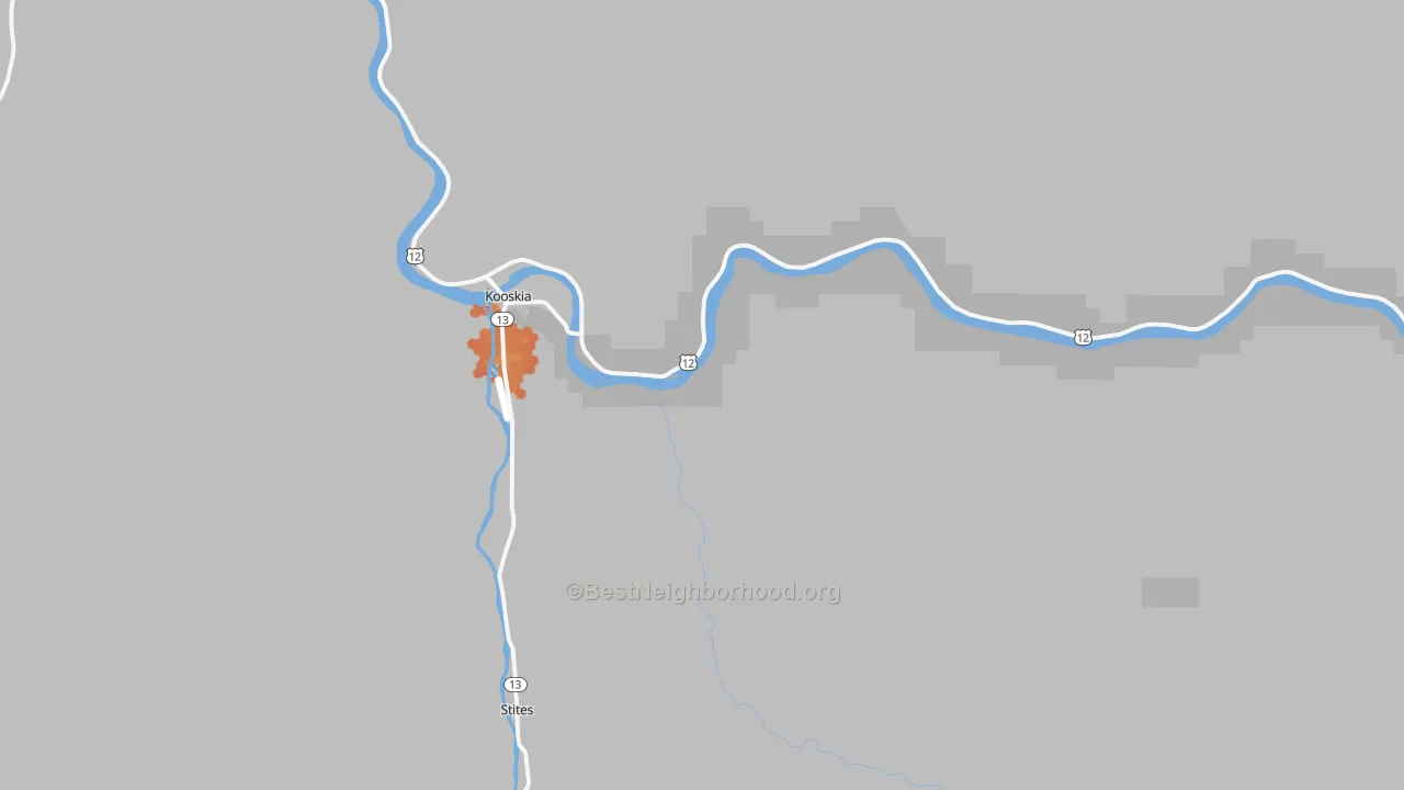 Bike Grade map of Kooskia, ID