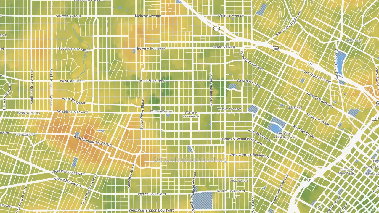 Bike Grade map of Koreatown, Los Angeles, CA