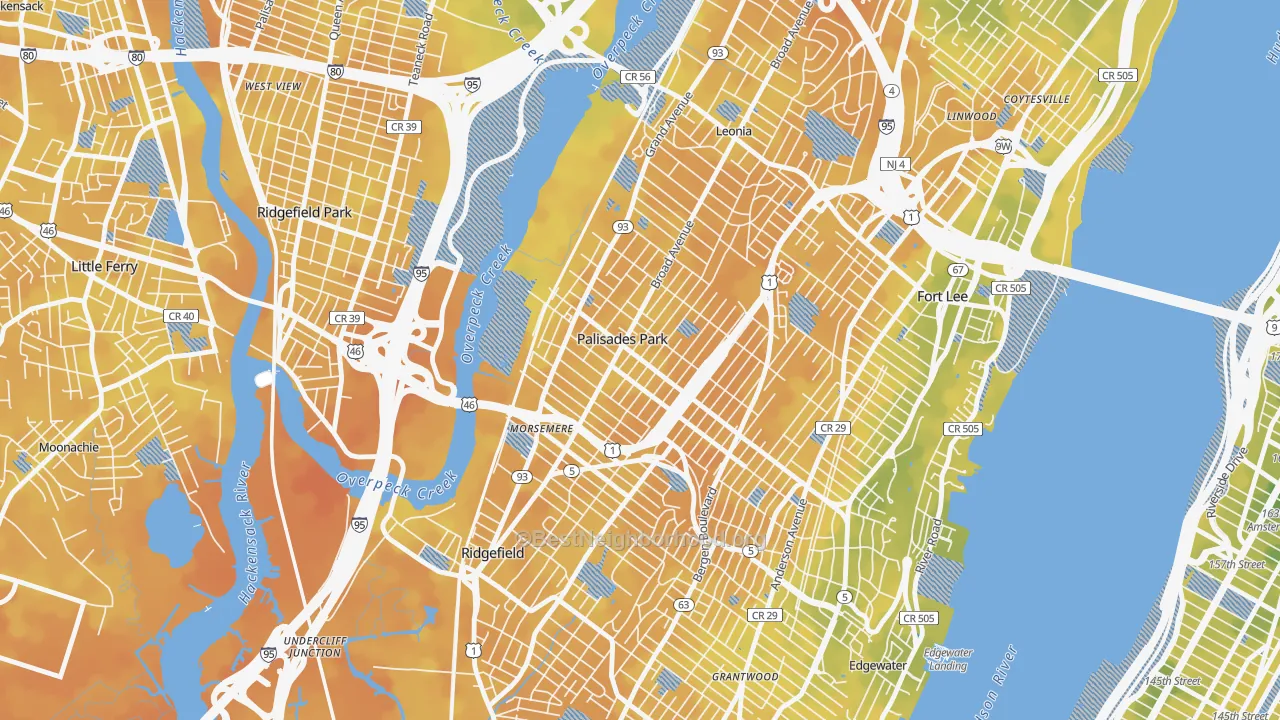 Bike Grade map of Koreatown, Palisades Park, NJ