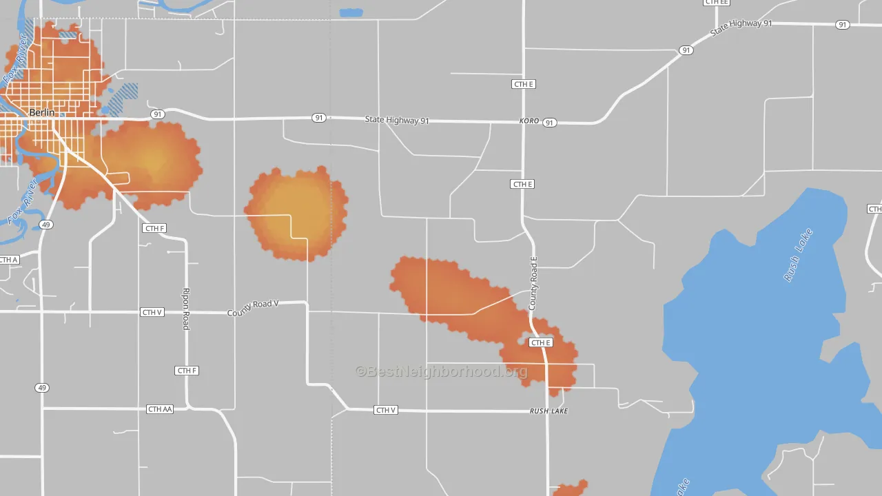 Bike Grade map of Koro, WI