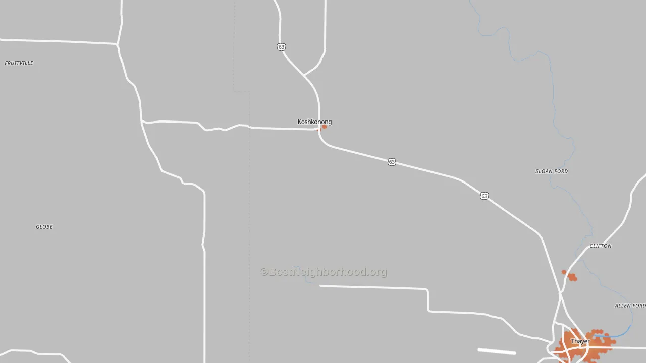 Bike Grade map of Koshkonong, MO