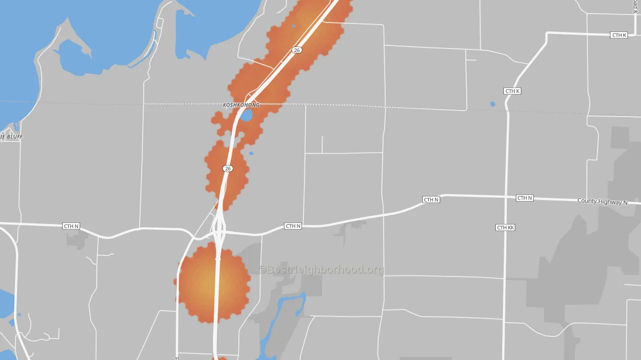 Bike Grade map of Koshkonong, WI