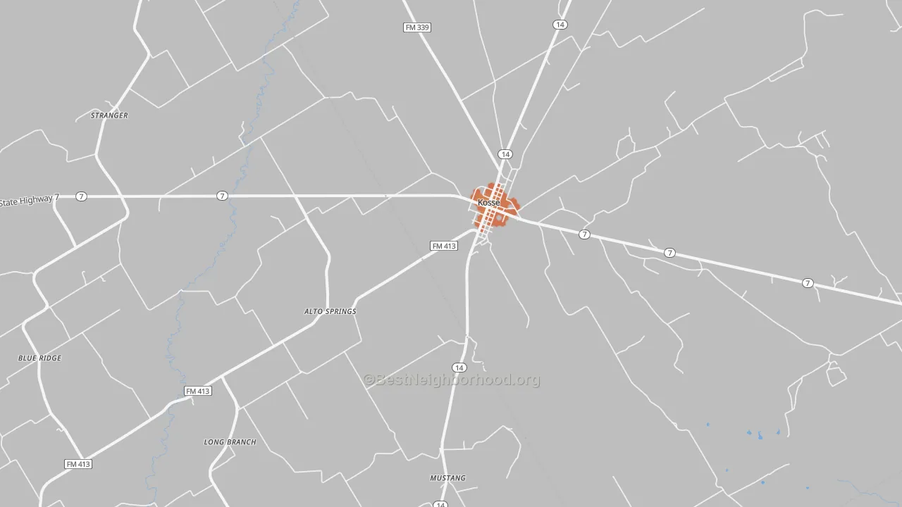 Bike Grade map of Kosse, TX