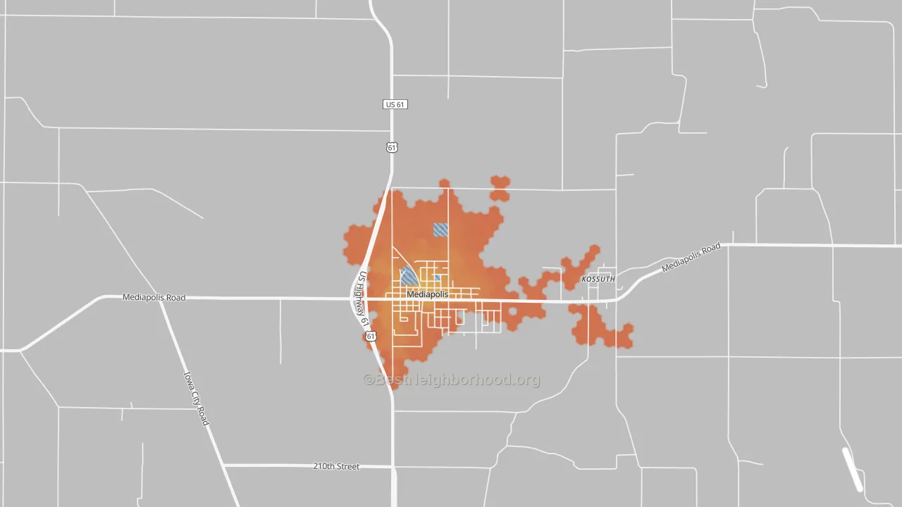 Bike Grade map of Kossuth, IA