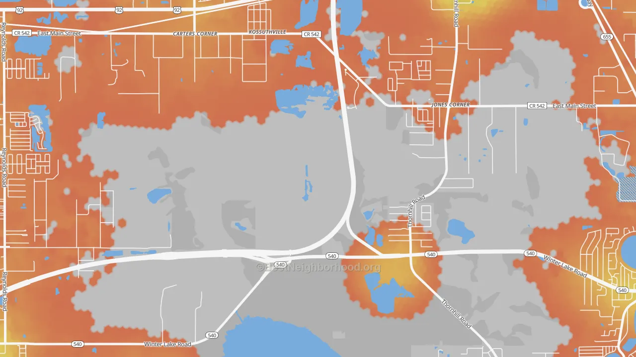 Bike Grade map of Kossuthville, FL