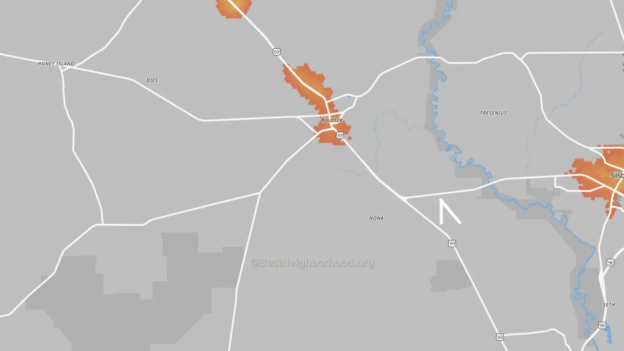Bike Grade map of Kountze, TX