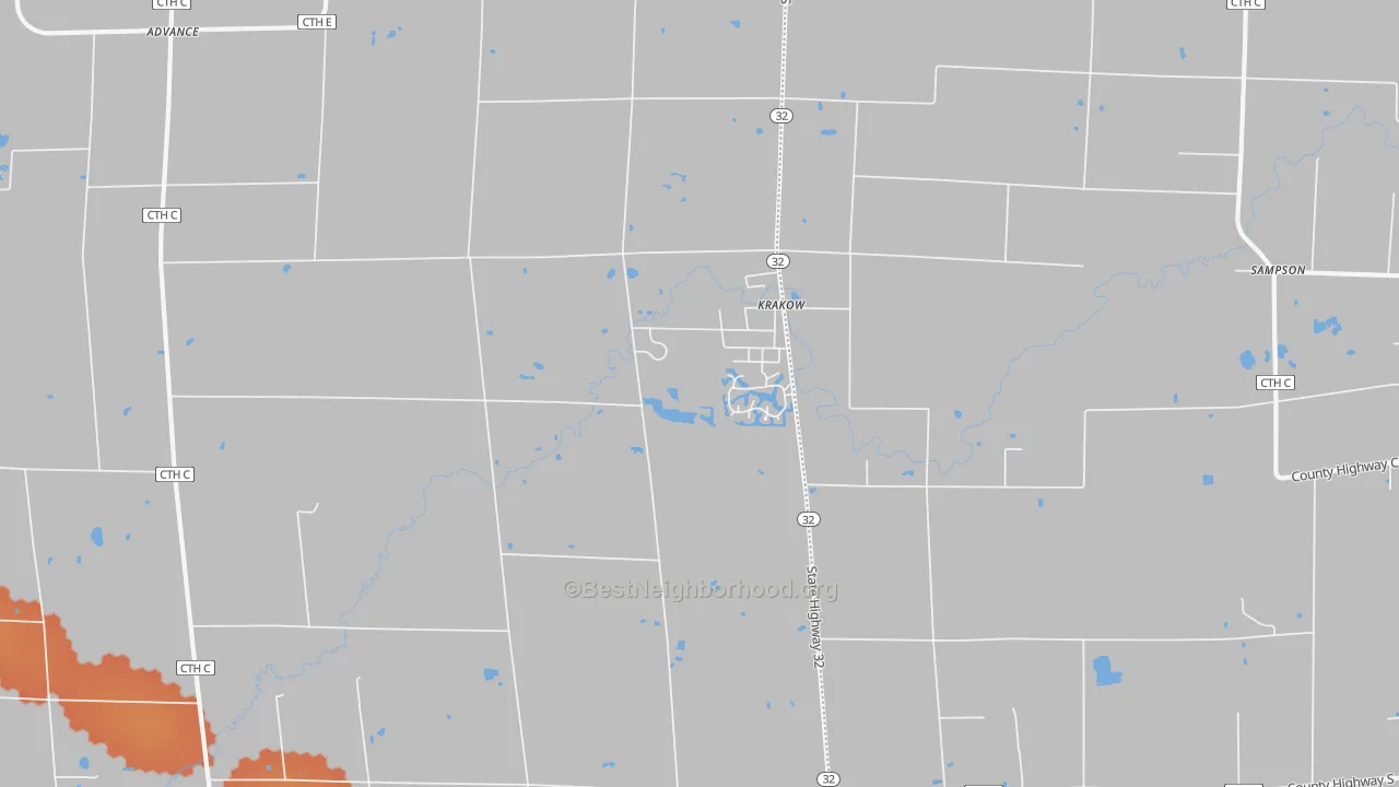 Bike Grade map of Krakow, WI