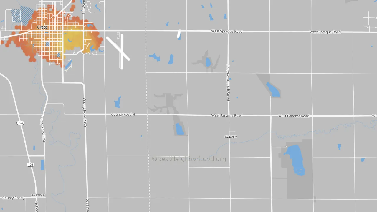 Bike Grade map of Kramer, NE