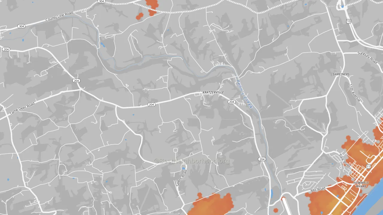Bike Grade map of Kratzerville, PA