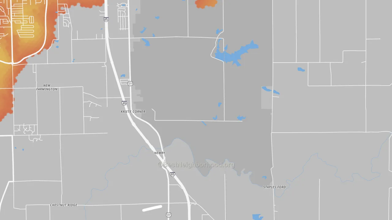 Bike Grade map of Kriete Corners, IN