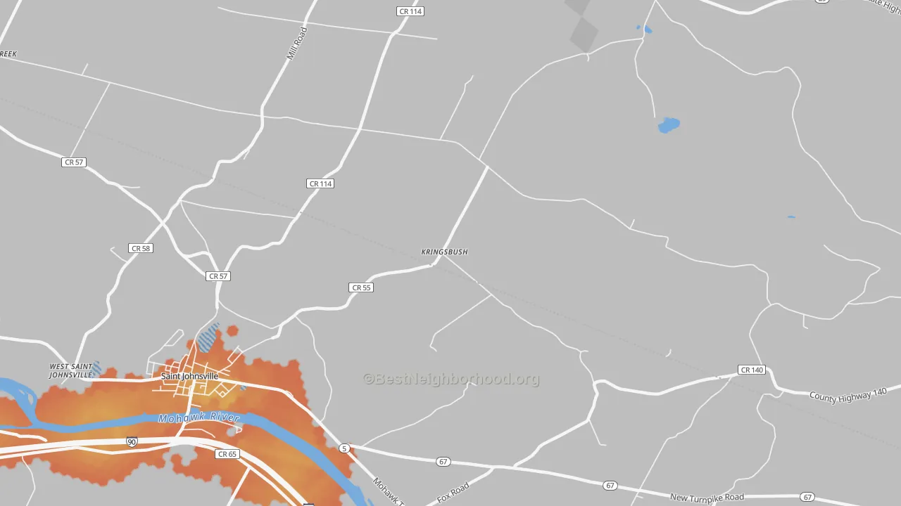 Bike Grade map of Kringsbush, NY