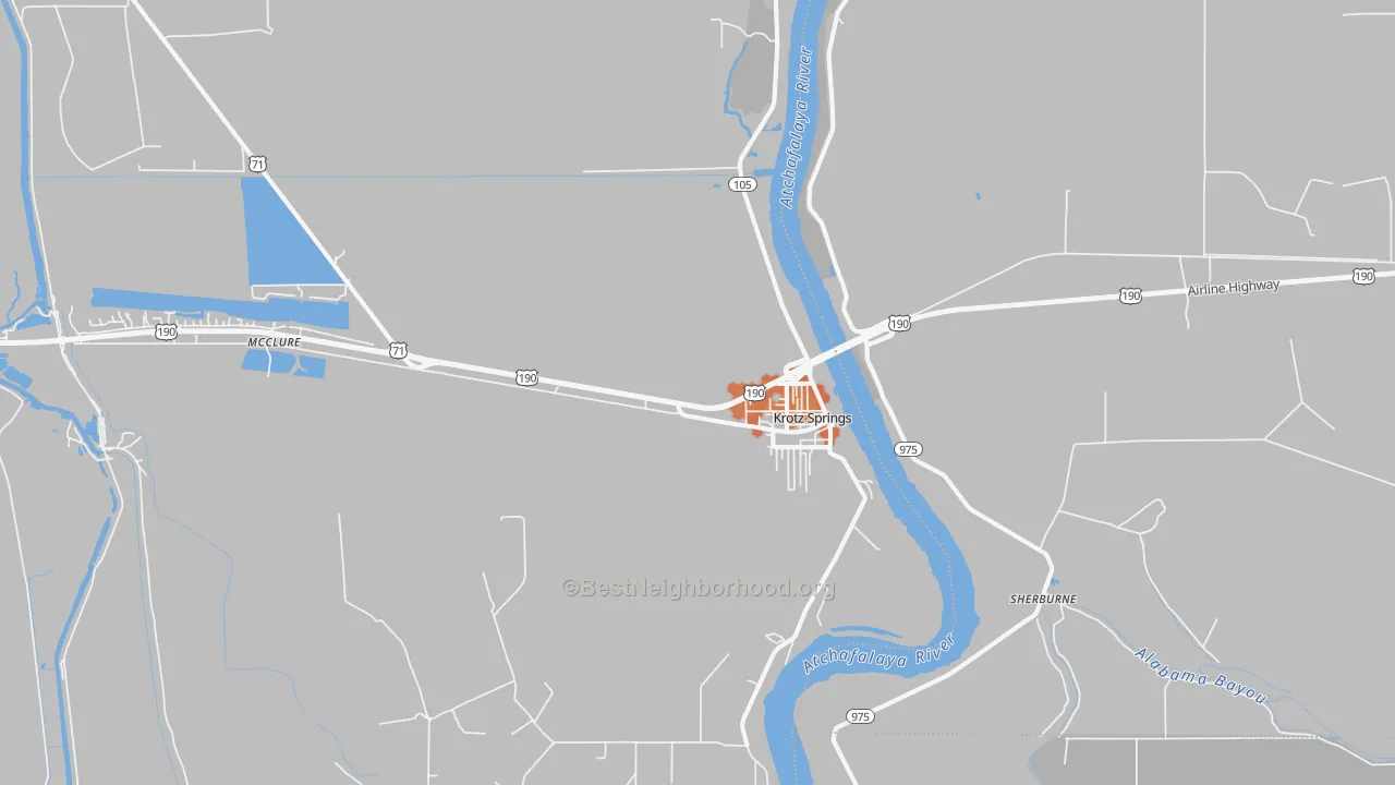 Bike Grade map of Krotz Springs, LA