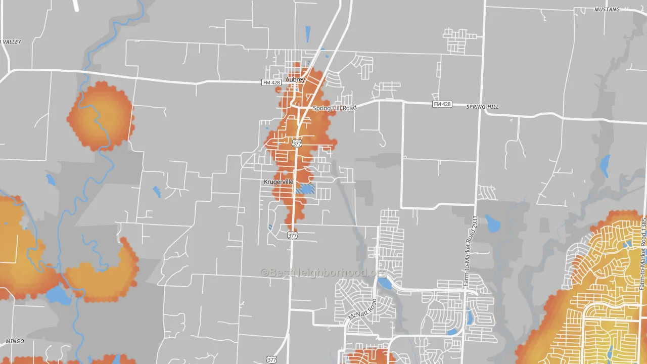 Bike Grade map of Krugerville, TX