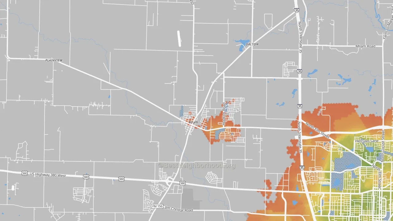 Bike Grade map of Krum, TX