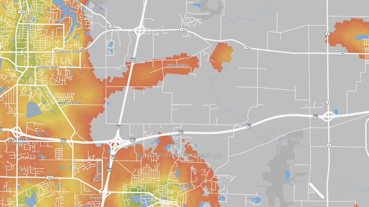 Bike Grade map of Kuhn Station, IL