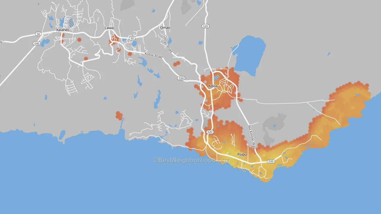 Bike Grade map of Kukuiula, HI