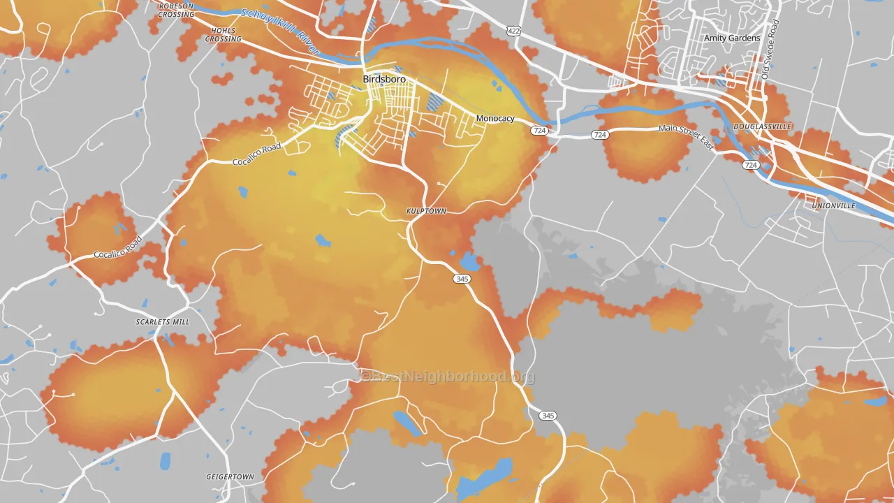 Bike Grade map of Kulptown, PA