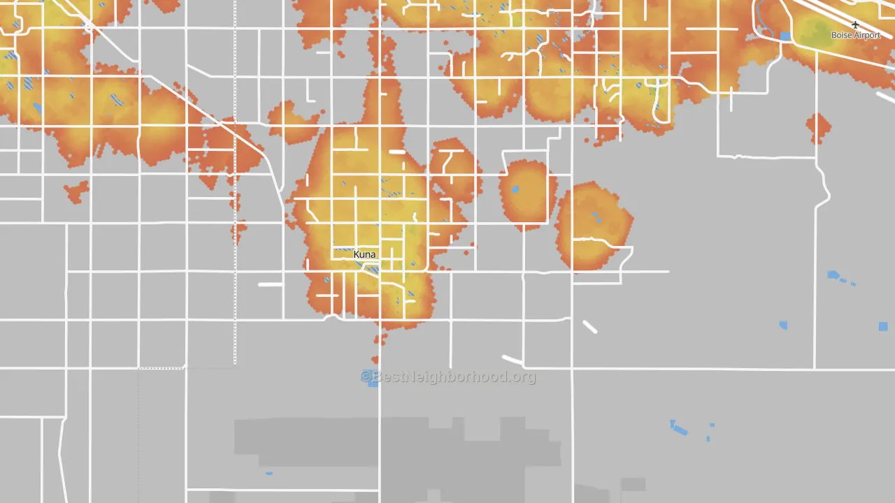 Bike Grade map of Kuna, ID