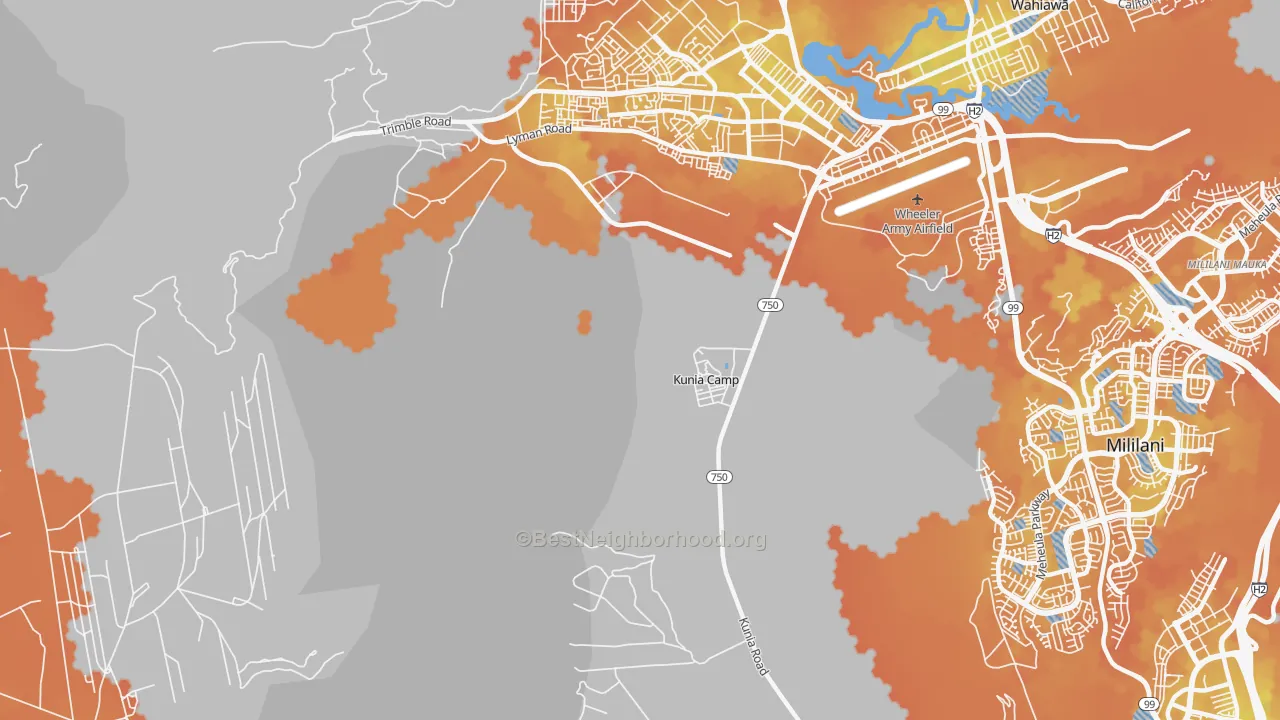 Bike Grade map of Kunia, HI